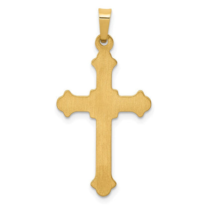 14K Gelbgold Polierter Fleur-de-Lis-Kreuzanhänger