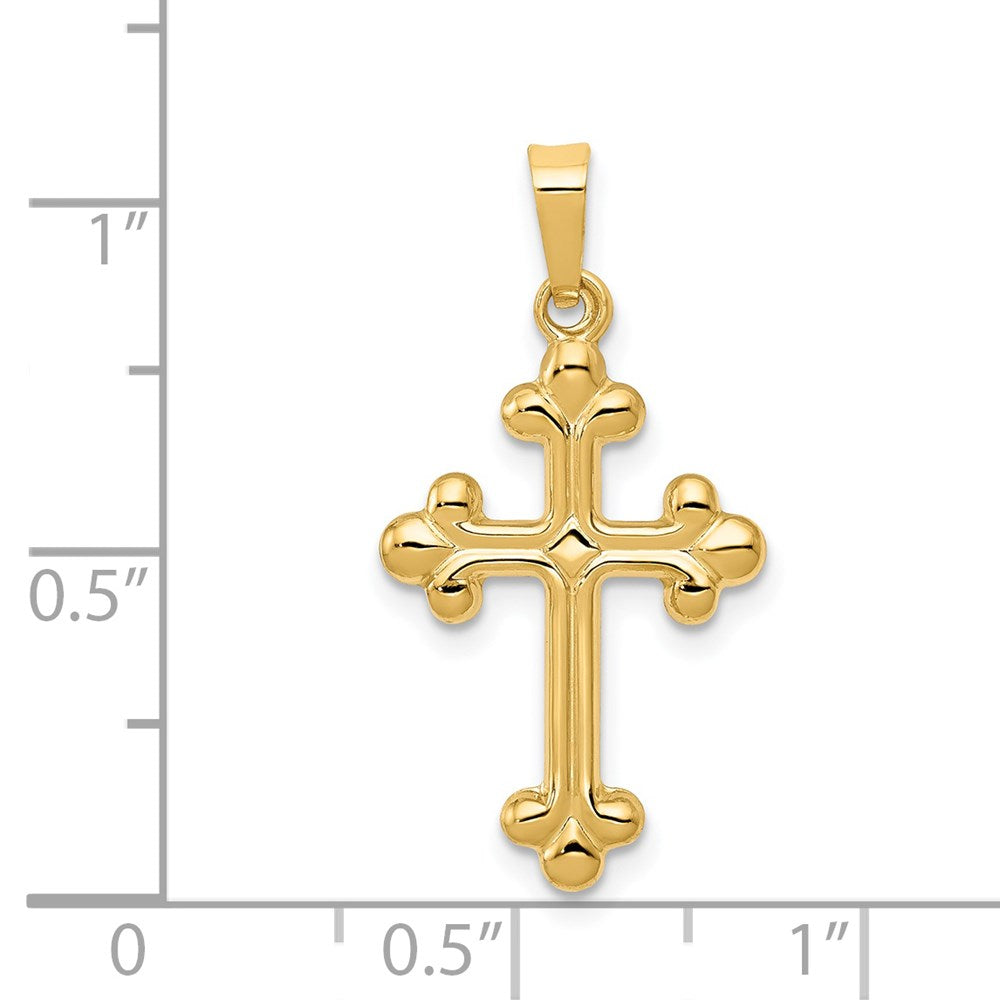 14K Gelbgold 14K Poliert Knospend Kreuz Anhänger