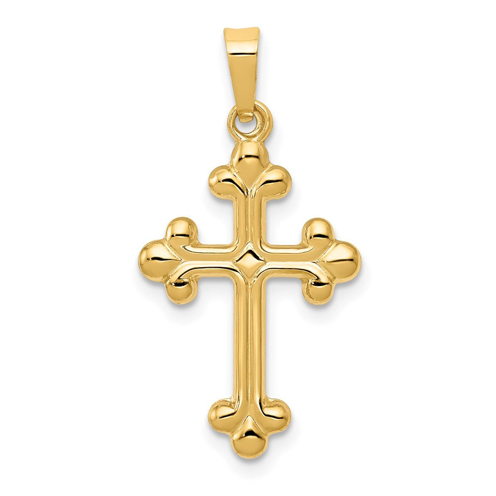 14K Gelbgold 14K Poliert Knospend Kreuz Anhänger