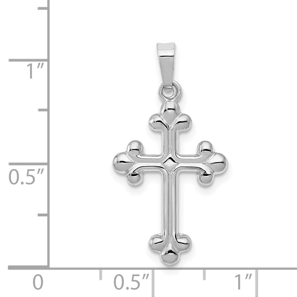 14K Weißgold 14K Weißgold Poliert Knospend Kreuz Anhänger