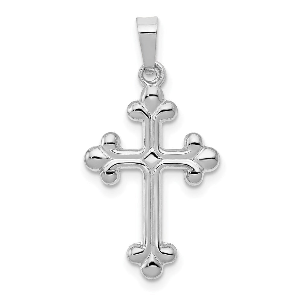 14K Weißgold 14K Weißgold Poliert Knospend Kreuz Anhänger