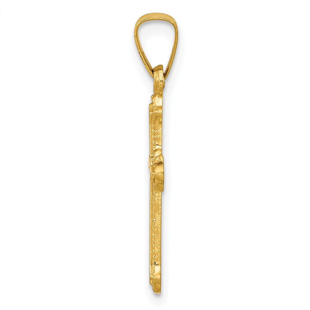 14K Gelbgold 14K Poliert Klein Fleur De Lis Kreuz Anhänger