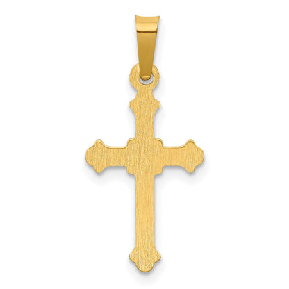 14K Gelbgold 14K Poliert Klein Fleur De Lis Kreuz Anhänger
