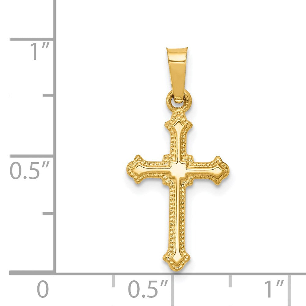 14K Gelbgold 14K Poliert Klein Fleur De Lis Kreuz Anhänger
