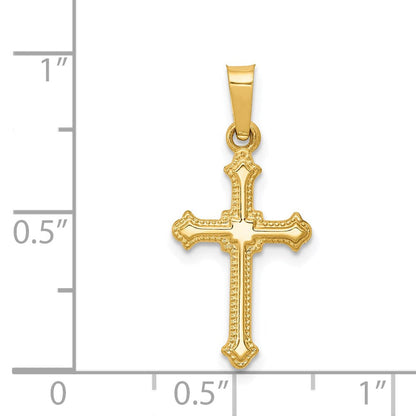 14K Gelbgold 14K Poliert Klein Fleur De Lis Kreuz Anhänger