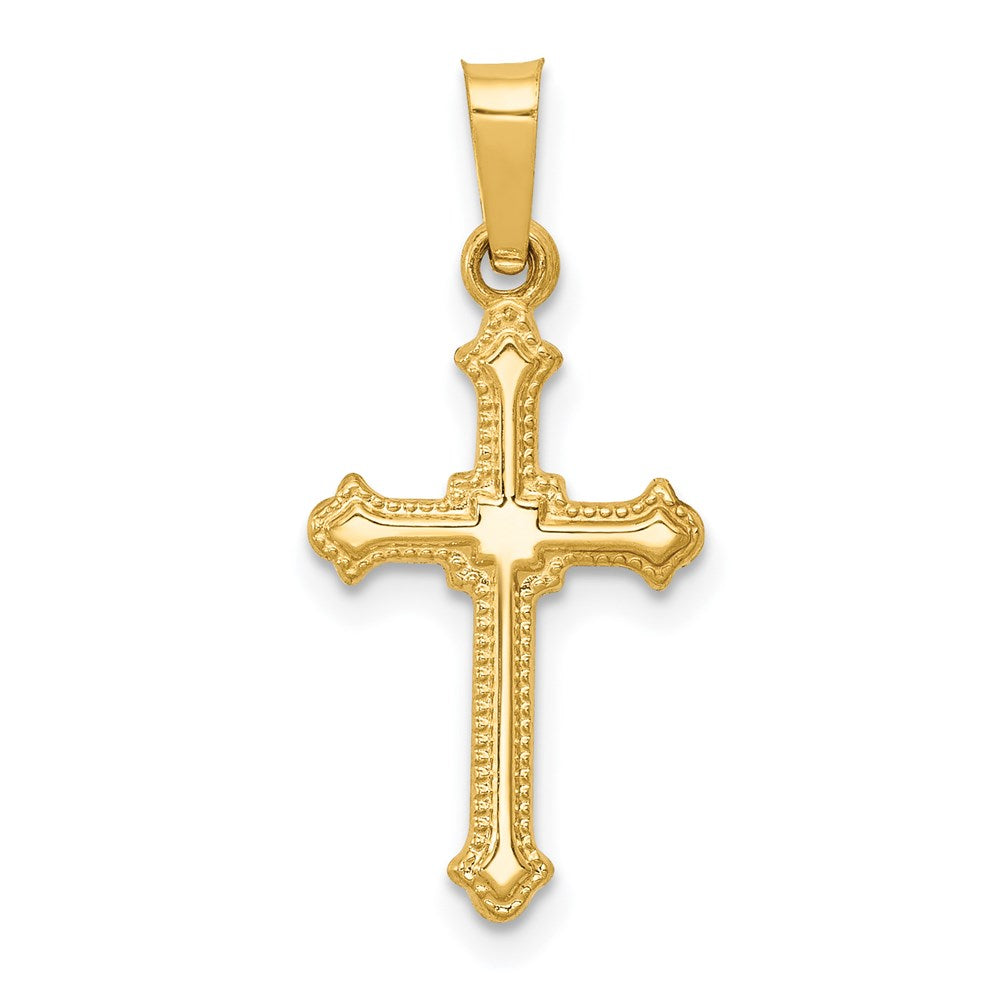 14K Gelbgold 14K Poliert Klein Fleur De Lis Kreuz Anhänger