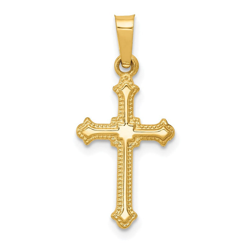 14K Gelbgold 14K Poliert Klein Fleur De Lis Kreuz Anhänger