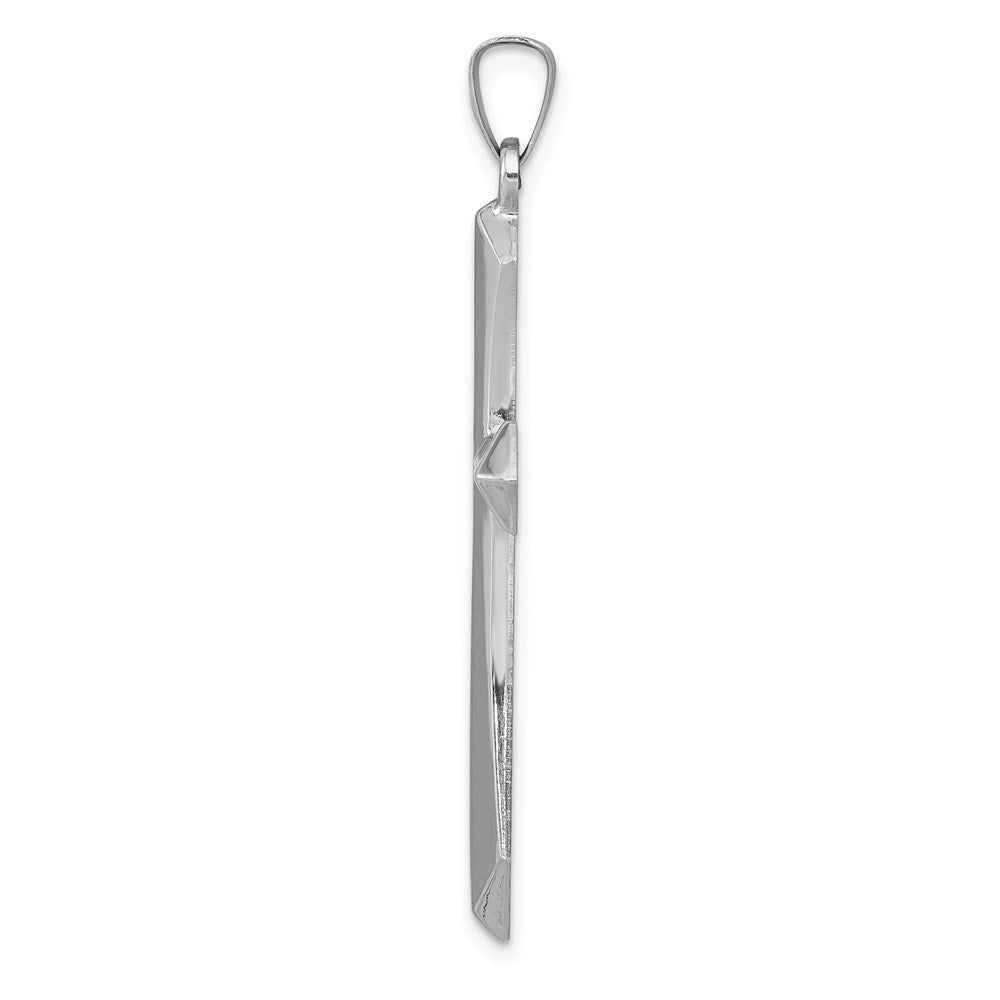 14K Weißgold Polierter Passion-Kreuz-Anhänger