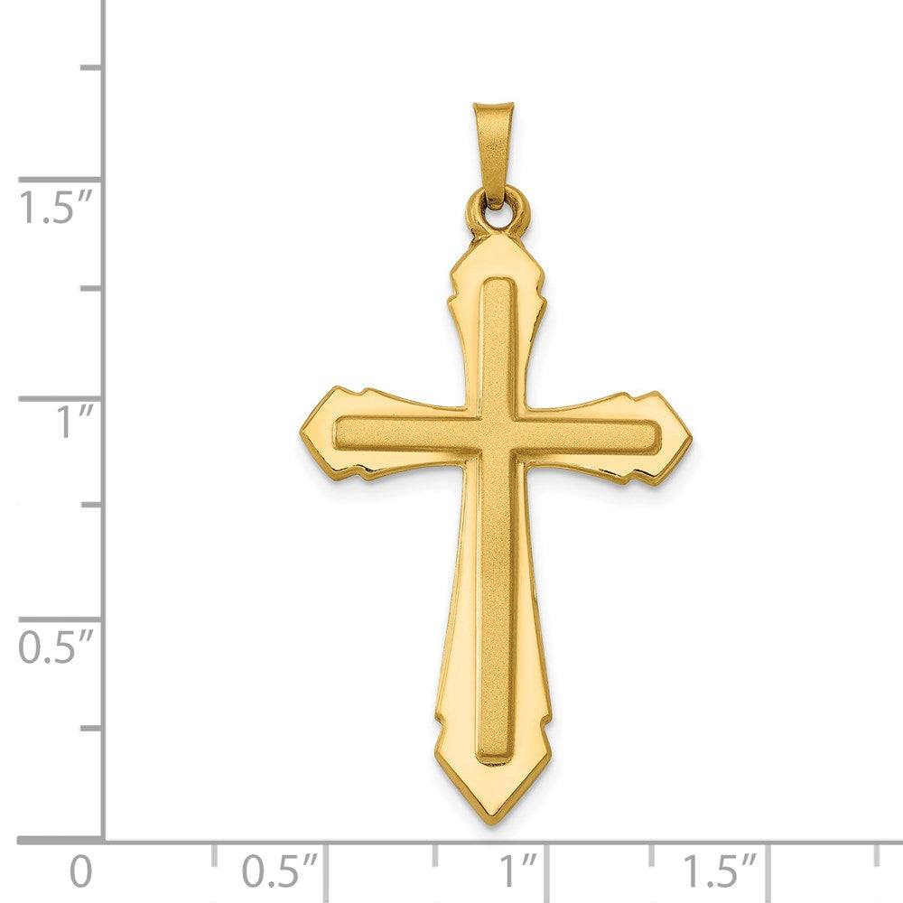 14K Gelbgold Polierter und Satinierter Passionskreuz-Anhänger