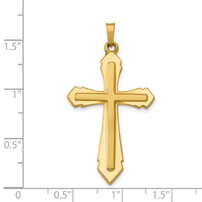 14K Gelbgold Polierter und Satinierter Passionskreuz-Anhänger