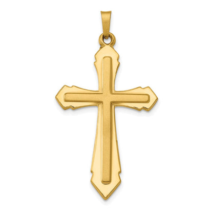 14K Gelbgold Polierter und Satinierter Passionskreuz-Anhänger