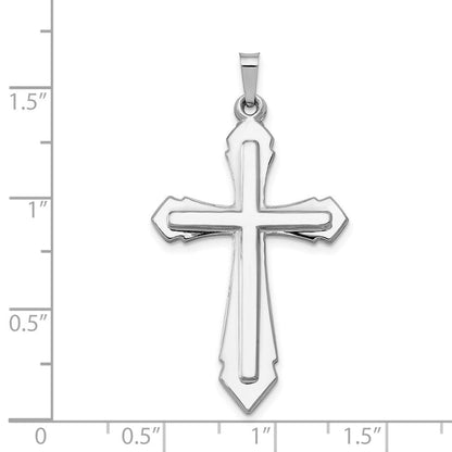14K Weißgold Poliert und Satiniert Kreuz-Anhänger