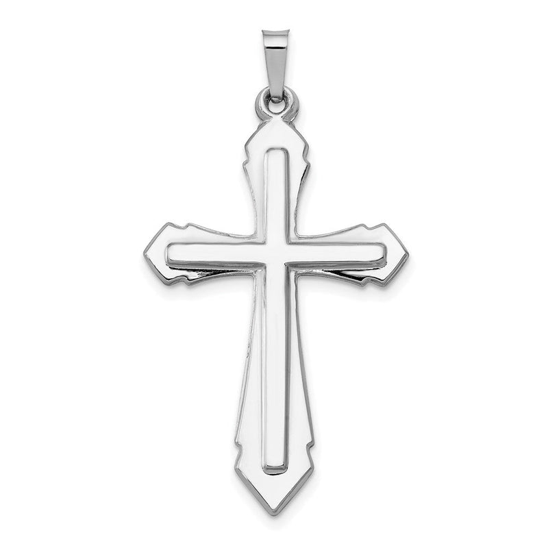 14K Weißgold Poliert und Satiniert Kreuz-Anhänger