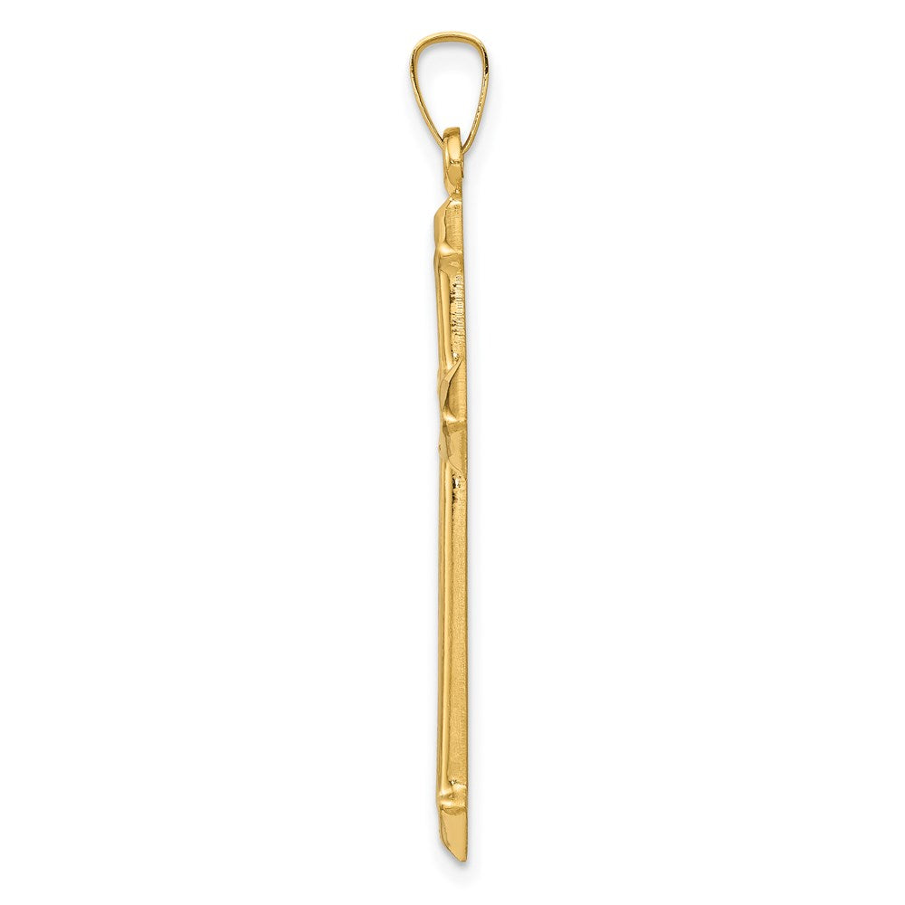 Passionskreuz-Anhänger aus 14K Gelb- und Rhodiumgold mit Rhodium, poliert und strukturiert