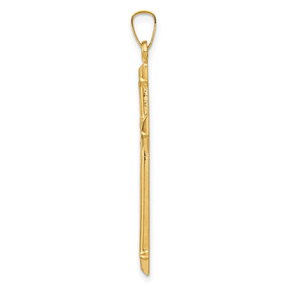 Passionskreuz-Anhänger aus 14K Gelb- und Rhodiumgold mit Rhodium, poliert und strukturiert