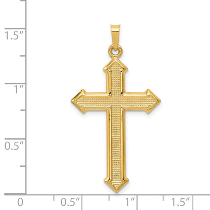 14K Gelbgold Polierter und Strukturierter Passionskreuz-Anhänger