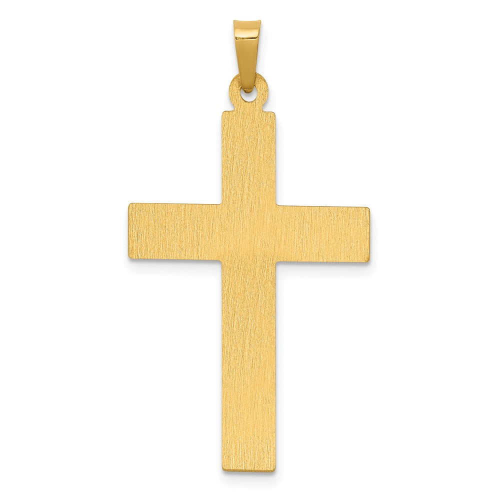 14K Gelb- und Rhodiumgold Kreuz-Anhänger mit Taube, rhodiniert, poliert und satiniert