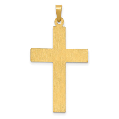 14K Gelb- und Rhodiumgold Kreuz-Anhänger mit Taube, rhodiniert, poliert und satiniert