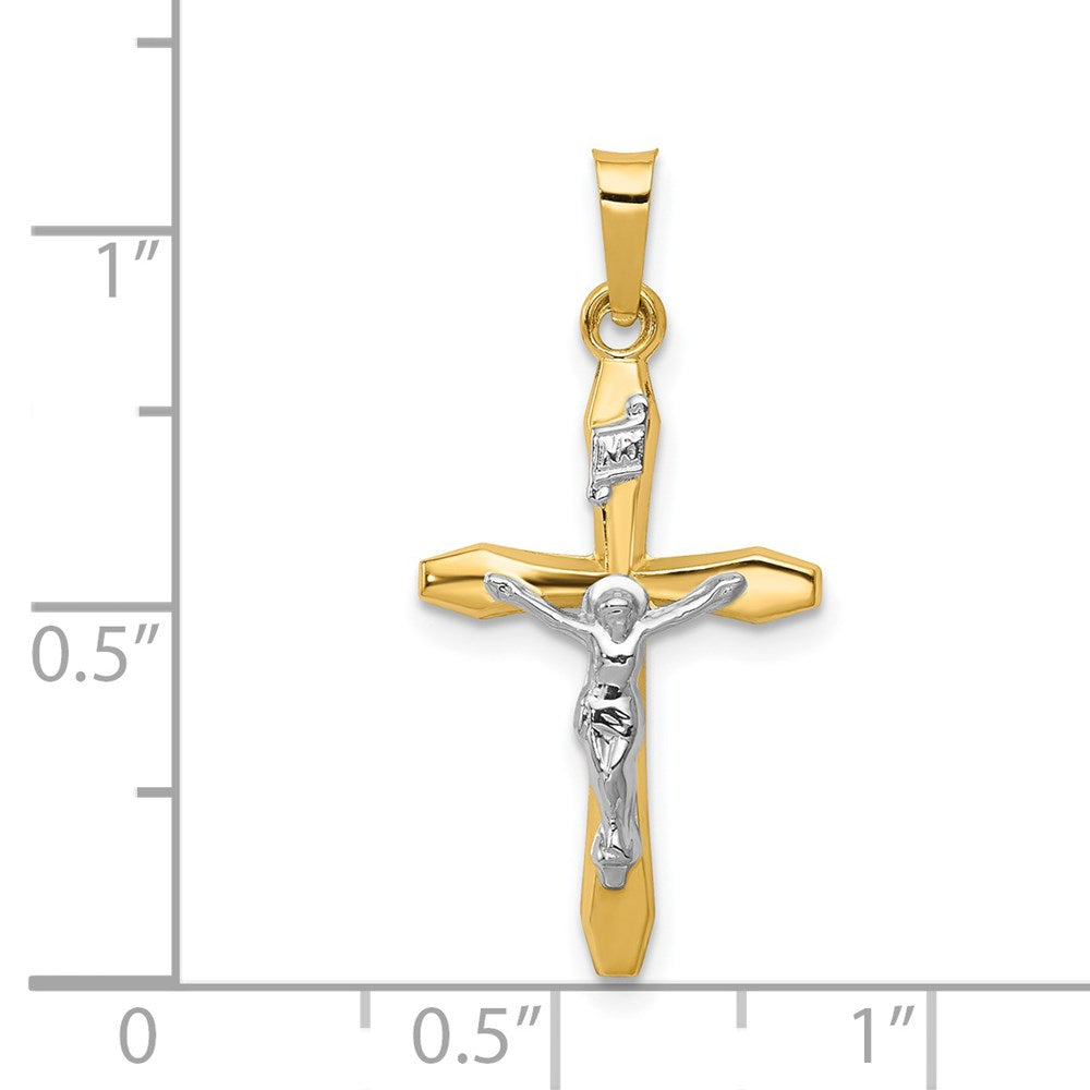 14K Bicolor 14K Bicolor Poliert Inri Kruzifix Anhänger