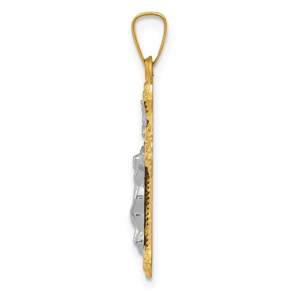 14K Bicolor-Gold Polierter INRI-Kruzifix-Anhänger