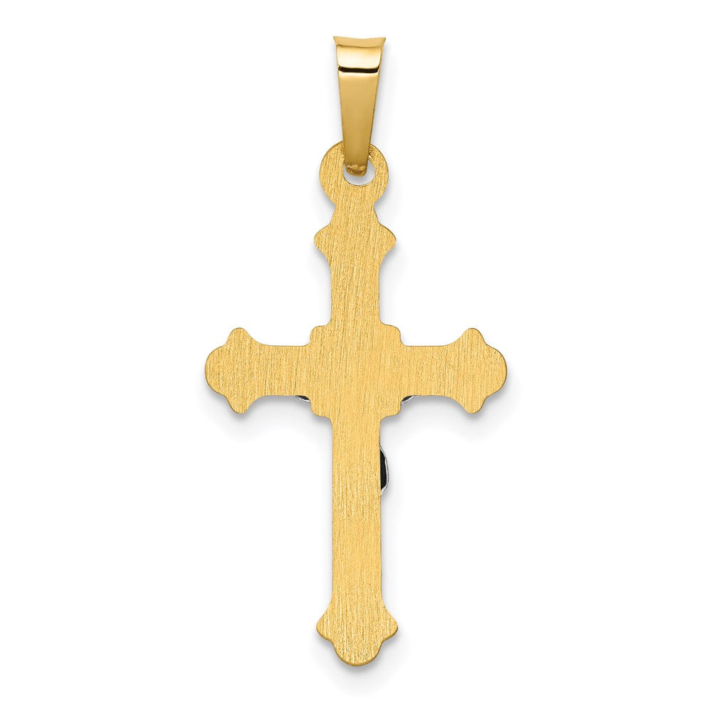 14K Bicolor-Gold Polierter INRI-Kruzifix-Anhänger