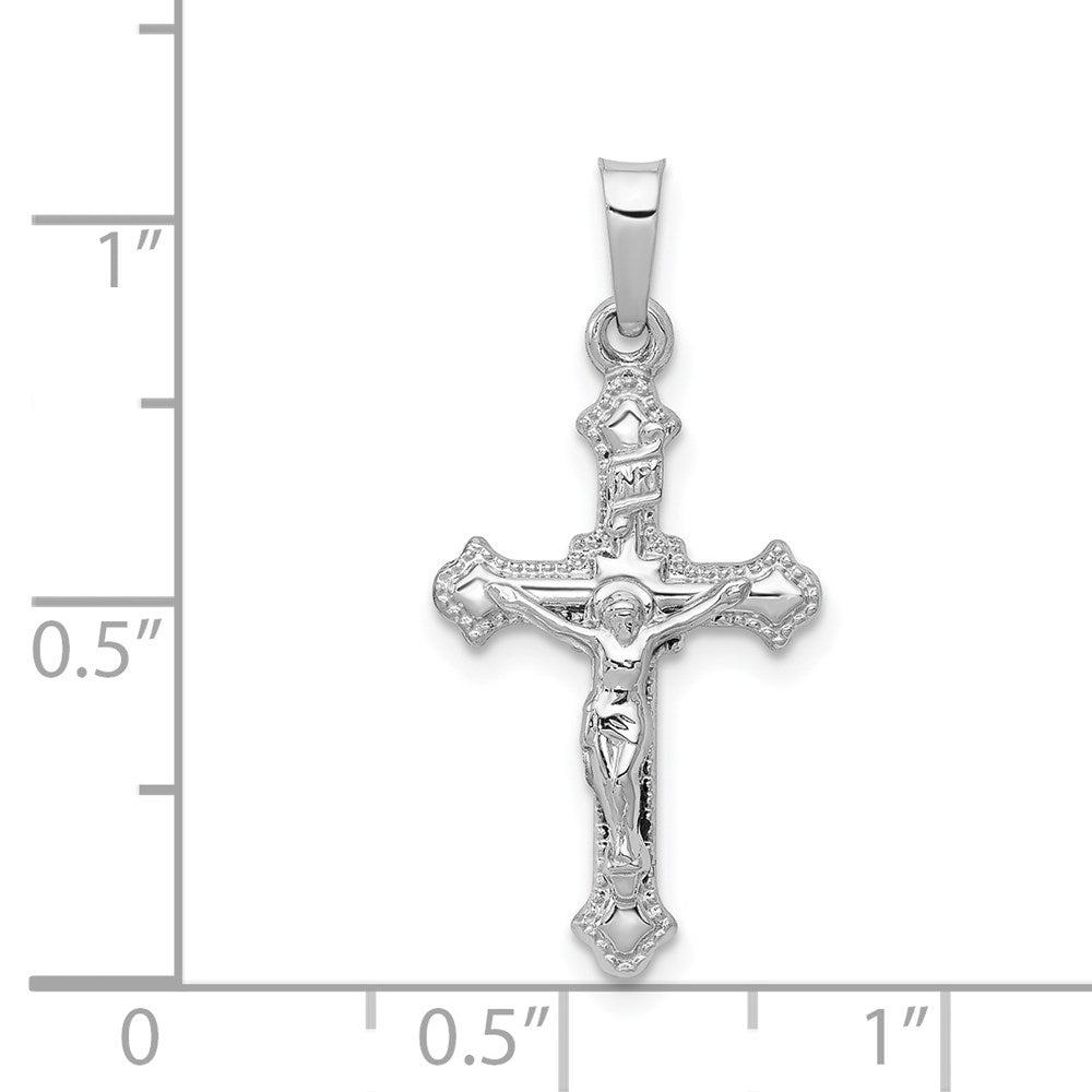 14K Weißgold Polierter INRI Kruzifix-Anhänger