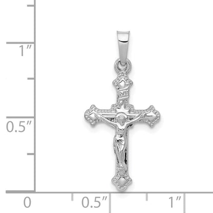 14K Weißgold Polierter INRI Kruzifix-Anhänger
