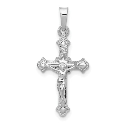 14K Weißgold Polierter INRI Kruzifix-Anhänger