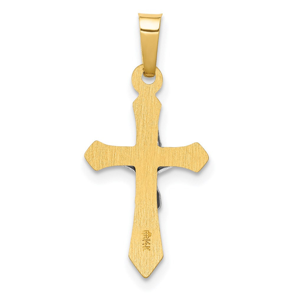 14 Karat Bicolor Gold Polierter INRI-Kreuz-Anhänger
