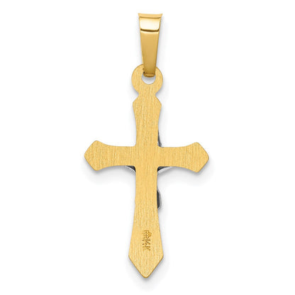 14 Karat Bicolor Gold Polierter INRI-Kreuz-Anhänger
