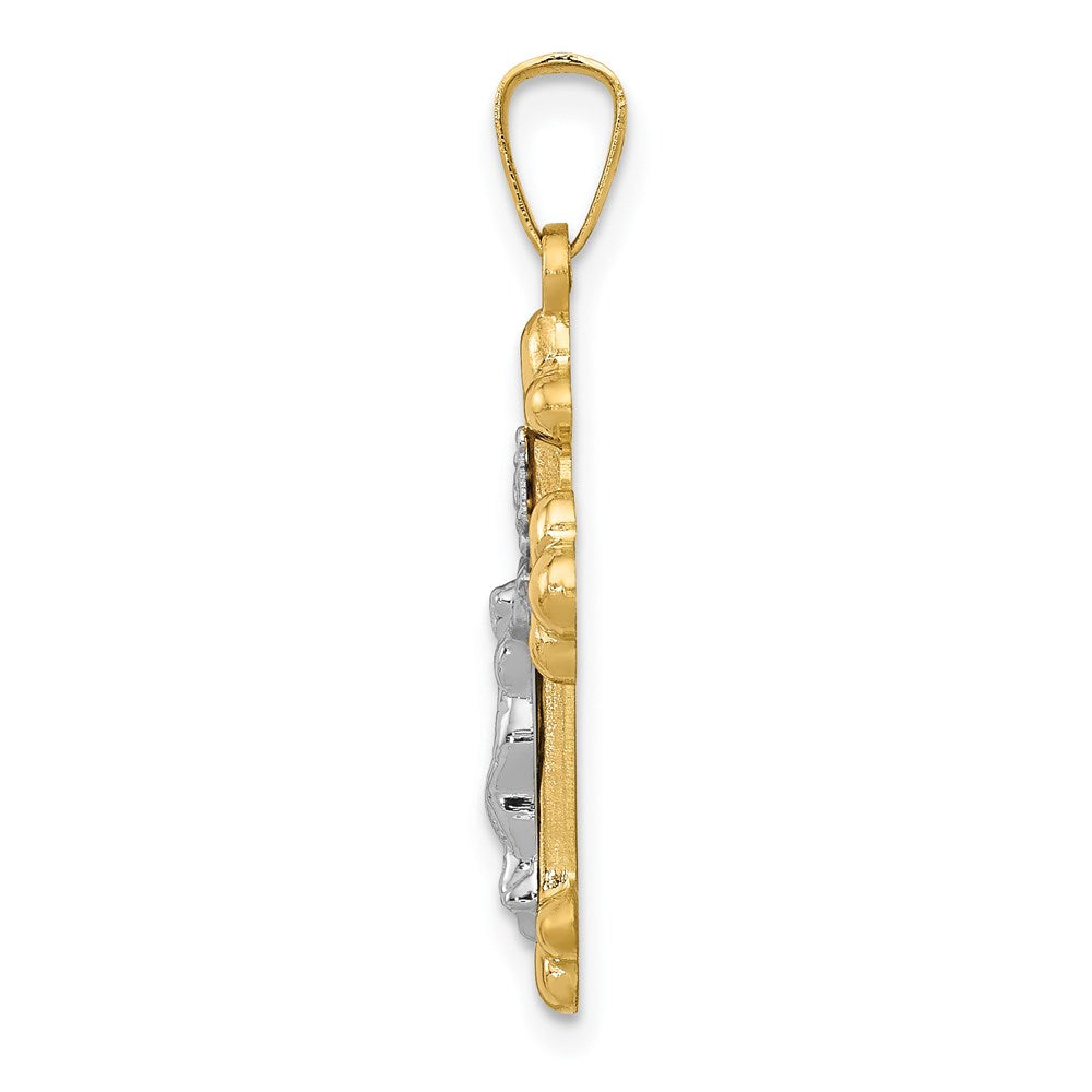 14K Bicolor 14K Bicolor Poliert Knospend Inri Kruzifix Anhänger