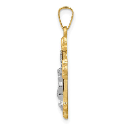14K Bicolor 14K Bicolor Poliert Knospend Inri Kruzifix Anhänger