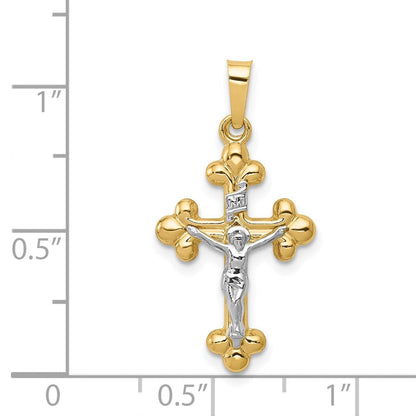 14K Bicolor 14K Bicolor Poliert Knospend Inri Kruzifix Anhänger
