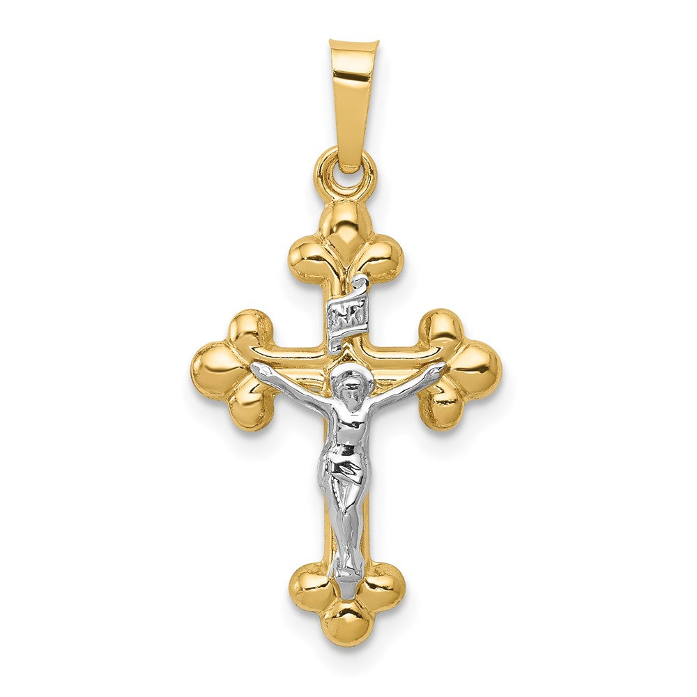 14K Bicolor 14K Bicolor Poliert Knospend Inri Kruzifix Anhänger