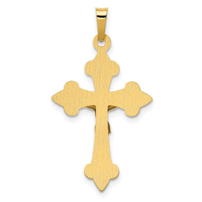 14K Bicolor Gold Polierter Fleur-de-Lis INRI Kruzifix-Anhänger