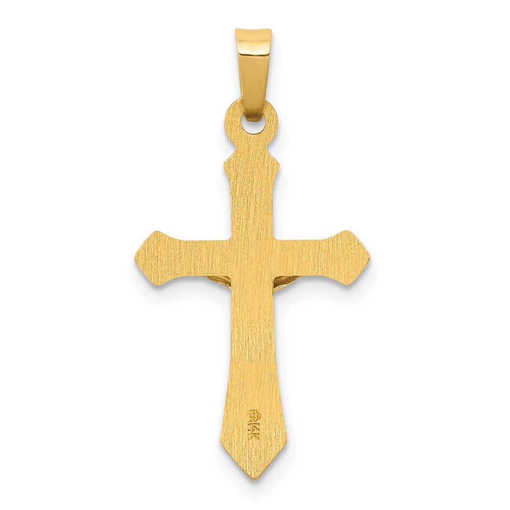14K Bicolor-Gold Polierter INRI-Kruzifix-Anhänger
