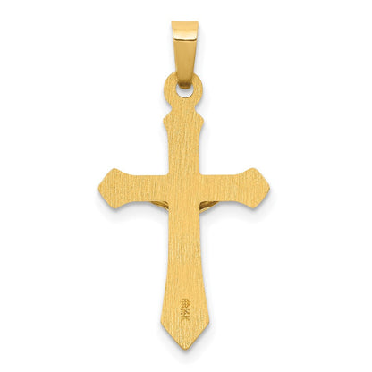 14K Bicolor-Gold Polierter INRI-Kruzifix-Anhänger