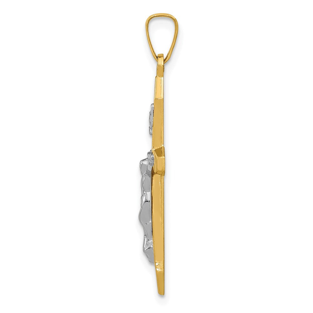 14K Bicolor Gold Polierter INRI Kruzifix-Anhänger