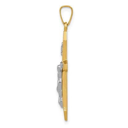 14K Bicolor Gold Polierter INRI Kruzifix-Anhänger