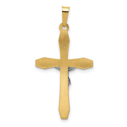 14K Bicolor Gold Polierter INRI Kruzifix-Anhänger