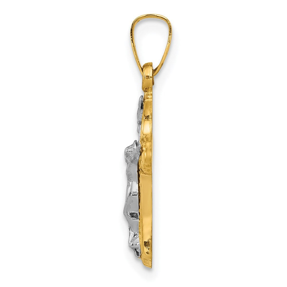 14K Bicolor 14K Bicolor Poliert und Strukturiert Inri Kruzifix Anhänger
