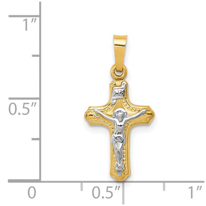 14K Bicolor 14K Bicolor Poliert und Strukturiert Inri Kruzifix Anhänger