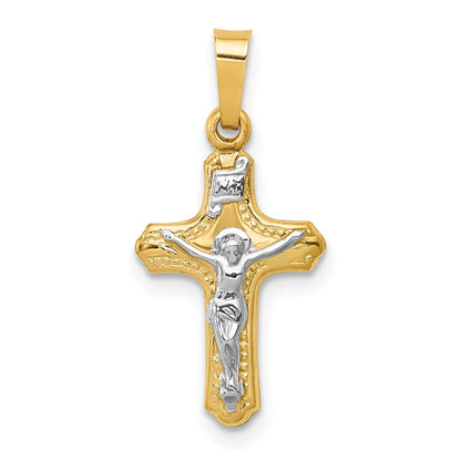 14K Bicolor 14K Bicolor Poliert und Strukturiert Inri Kruzifix Anhänger