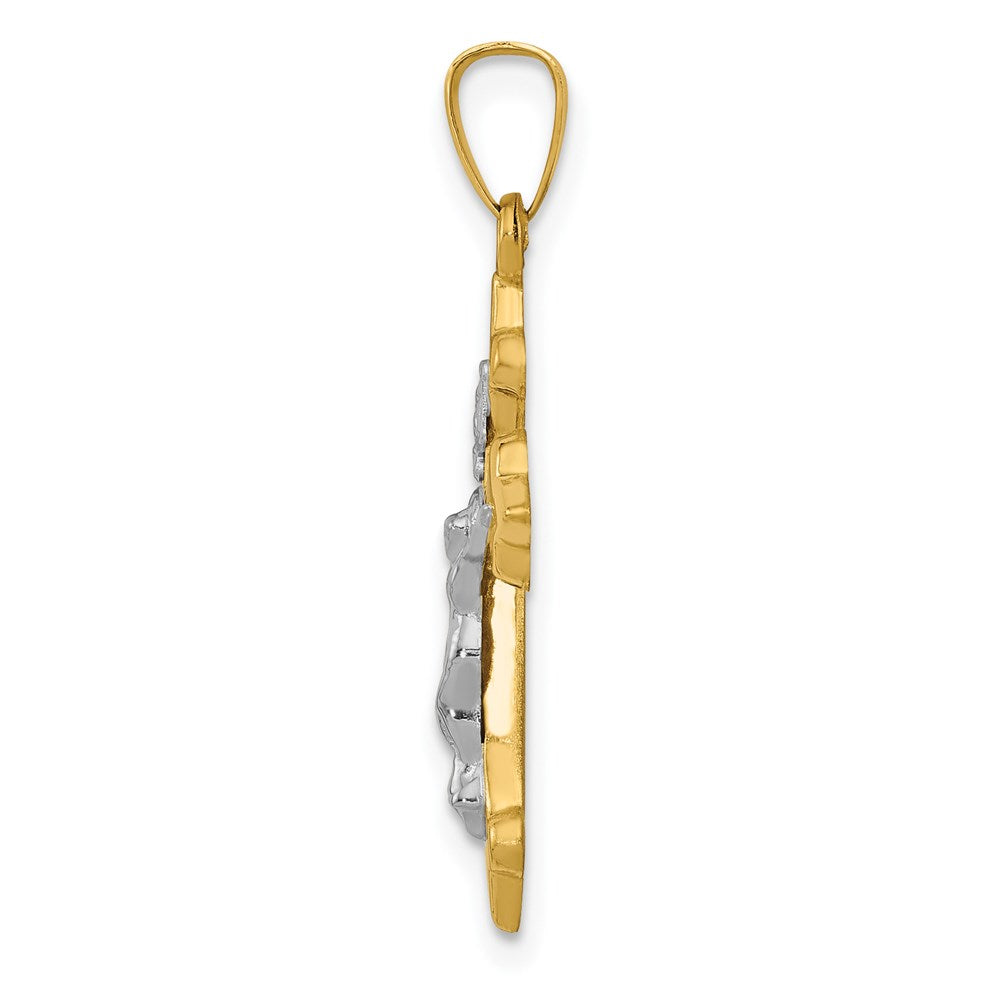 14K Bicolor 14K Bicolor Poliert Fleur De Lis Inri Kruzifix Anhänger