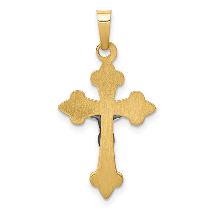 14K Bicolor 14K Bicolor Poliert Fleur De Lis Inri Kruzifix Anhänger