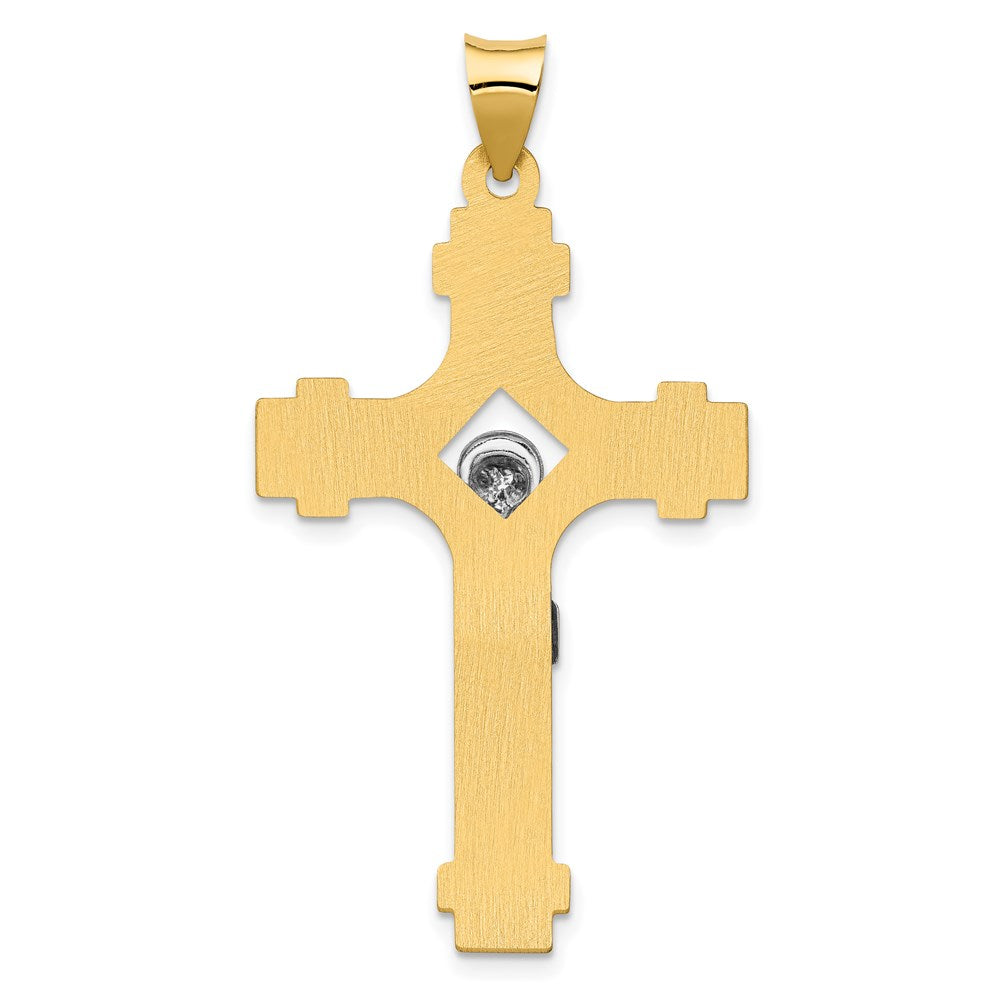 14K Bicolor-Gold Polierter INRI-Kruzifix-Anhänger