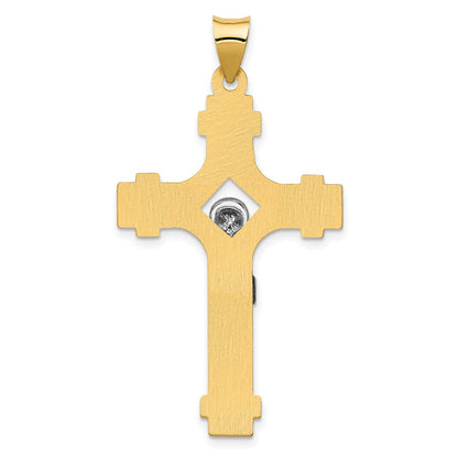 14K Bicolor-Gold Polierter INRI-Kruzifix-Anhänger