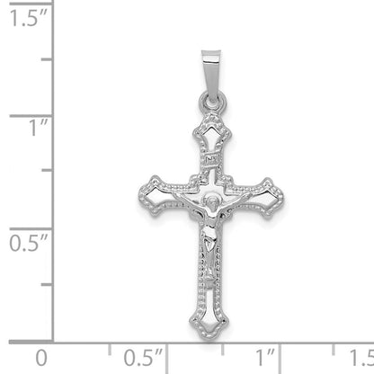 14K Weißgold Polierter INRI Kruzifix-Anhänger