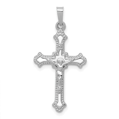 14K Weißgold Polierter INRI Kruzifix-Anhänger