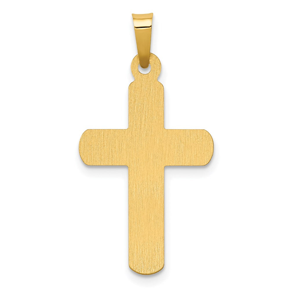 14K Bicolor-Gold Anhänger mit satinierten INRI Lateinischen Kreuz-Kruzifix